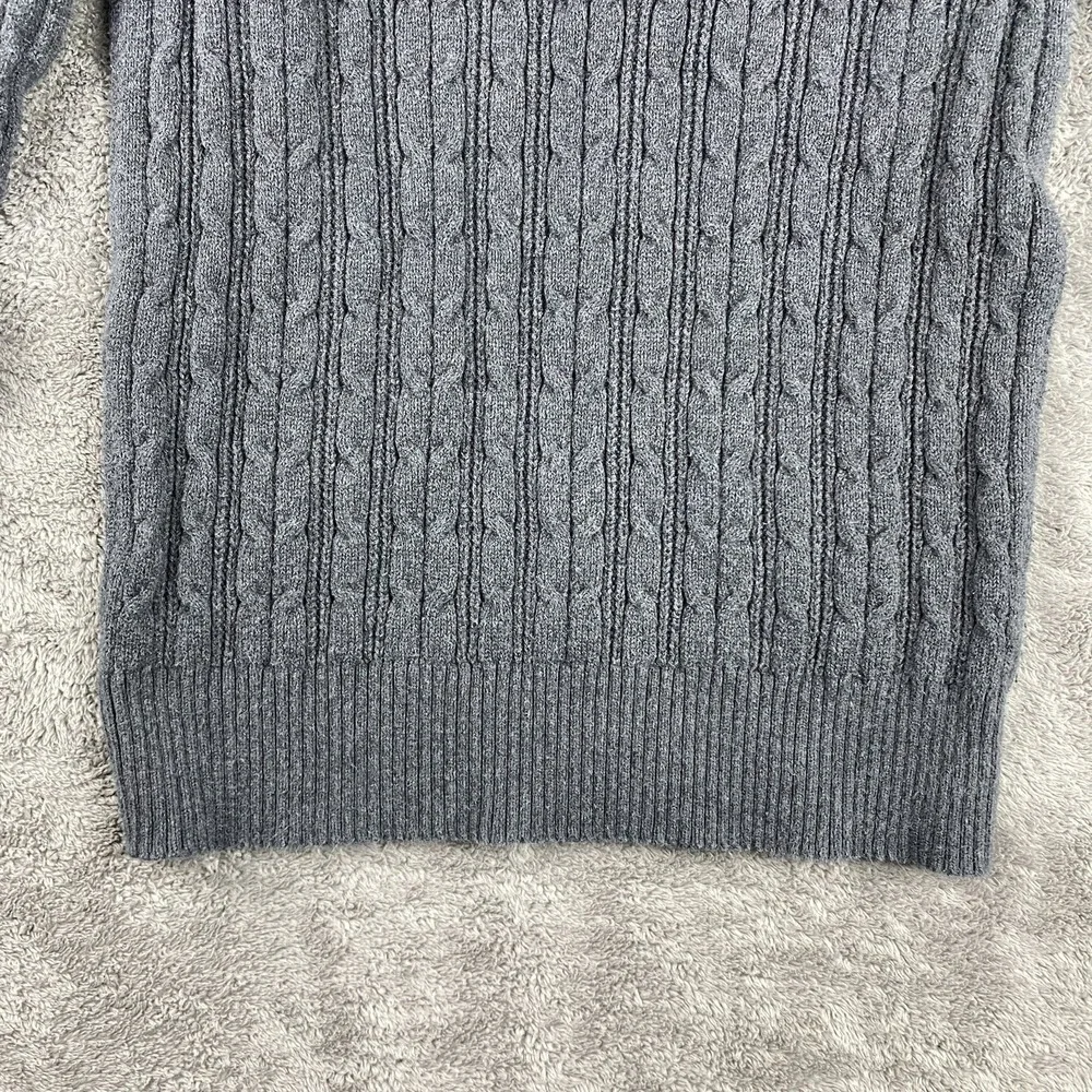 St. John's Bay Turtleneck Long Sleeve Cable Knit‎ Sweater Womens Medium Gray